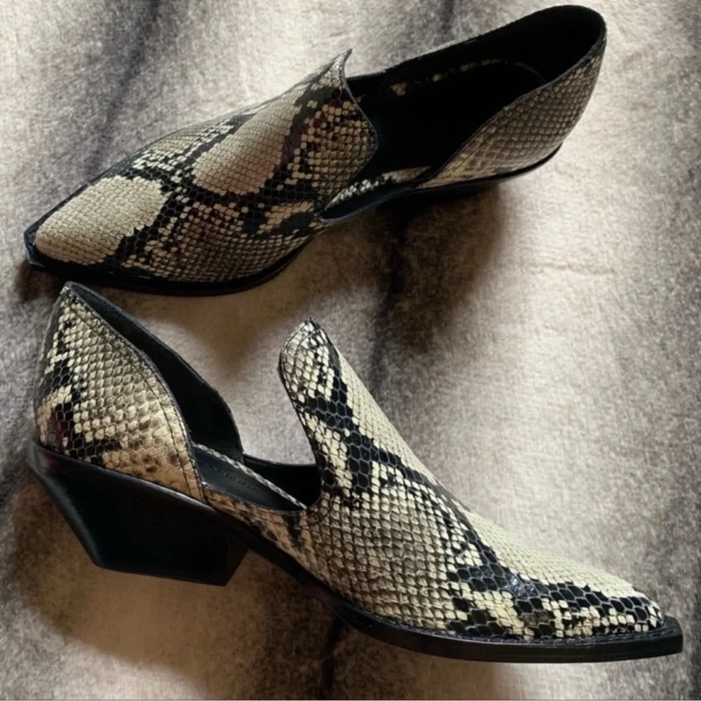 Sigerson Morrison Tabitha Snakeskin Print Cutout Bootie Boots